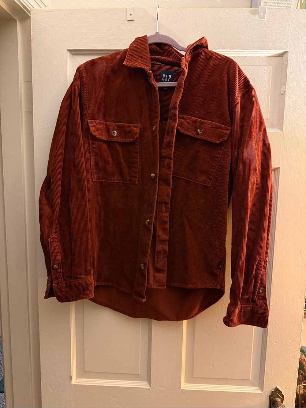 GAP Women's Rust Corduroy Button-Front Jacket